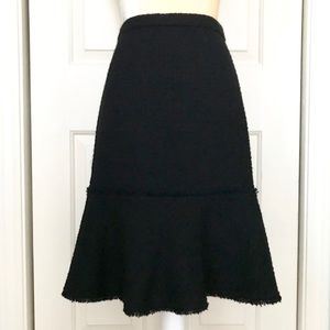 J.Crew Flounce Hem Boucle Skirt w Fringe Detail